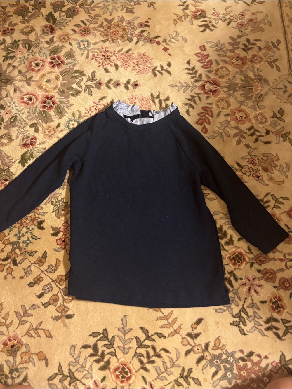 Crewcuts Navy Blouse with little blue collar and zip down back